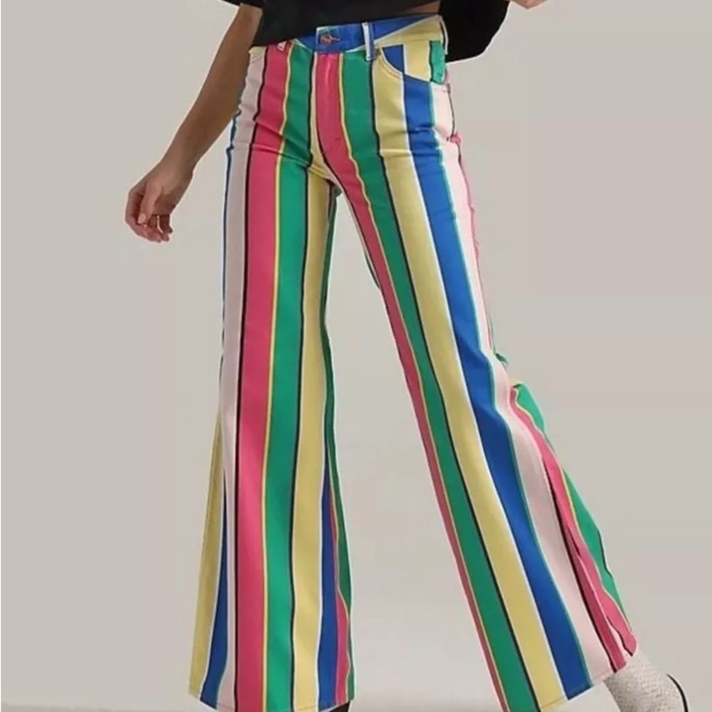WOMEN'S WRANGLER® LASER STRIPED WANDERER 622 HIGH RISE FLARE JEAN 35x32 NWT